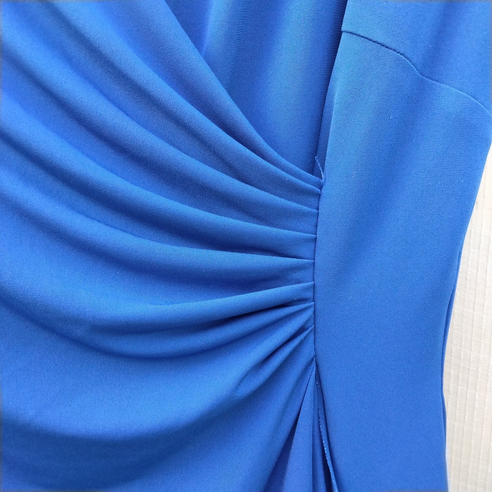 Alexa B Royal Blue Faux-Wrap Midi Dress Women's Size 8 V-Neck - Picture 4 of 14